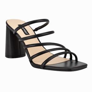 Nine West Girlie Block Heel Slides - Black - Ireland (FA3802659)